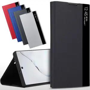 데켄스 갤럭시 S26 울트라 플러스 슬림 스탠딩 무선충전 심플 가죽 하드 뷰 플립 핸드폰 휴대폰 케이스 M68