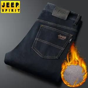 JEEP SPIRIT 남자기모청바지 겨울 일자핏 플리스 안감 캐주얼 청바지