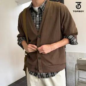 [하프클럽/탑보이]베이직 에센셜 남성 브이넥 니트 가디건 (CA298)