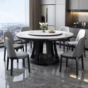 블랙 턴테이블+의자6P 세트 원형 다이닝 (WFHJMEZ)