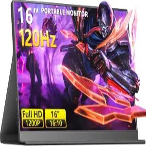 120Hz 휴대용 게이밍 모니터 노트북용 16인치 1920x1200 IPS 보조 스피커가 있는 듀얼 USB-C HDMI 컴퓨터