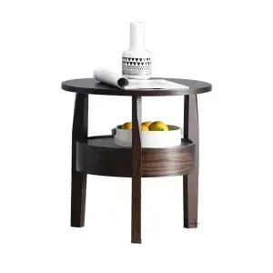 월넛 원목 미니 50cm 사이드 2단 테이블 원형 (WFHJLQ7)