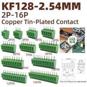 105개 KF128 2.54mm 0.1인치 피치 미니 소형 PCB 스크류 터미널 블록 커넥터 와이어용 2P 3P 4P 5P 6P 7P 8