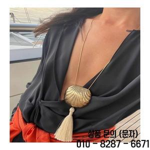 유럽과 미국에서 온 과장된 대형 조개 태슬 펜던트 목걸이