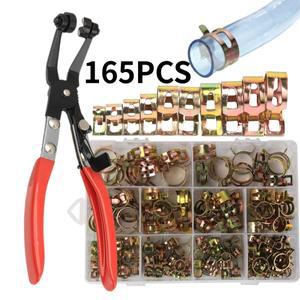 165개 아연 도금 6-22mm 스프링 호스 클램프  1개 플라이어 밴드 금속 패스너 모음 키트