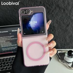 삼성 갤럭시 Z 플립6 7 3 4 마그세이프 무선 충전 PC 커버용 초슬림 투명 마그네틱 케이스