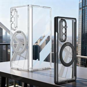 삼성 갤럭시 Z 폴드 7용 마그네틱 힌지 링 홀더 케이스 맥세이프 충전용 스크린 보호 커버