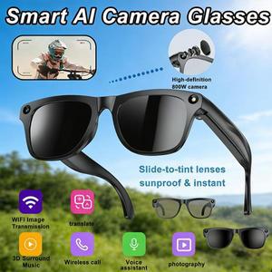 스마트 AI 블루투스 안경 HD 800만 화소 촬영 방수 카메라 사진   번역 2026
