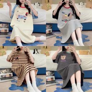 캐주얼 엣센스 여성 반팔 빅사이즈 오버핏 원피스 잠옷 홈웨어