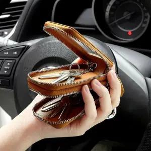 브라운 가죽 키홀더 지갑 키링