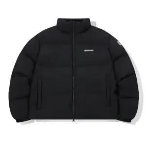 패딩 남녀공용 와펜 하이넥 스탠다드 숏패딩 덕다운 점퍼 (블랙)