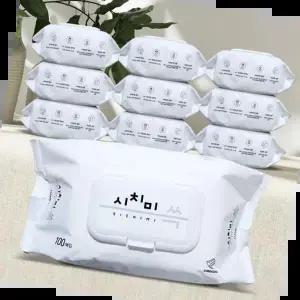 도톰한물티슈 물티슈 여행용 미니 아기휴대용 소형 콧물 100매 10팩