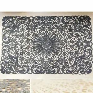클라라 564NTK70 북유럽 레이스 식탁 테이블 매트 보 깔개 블랙