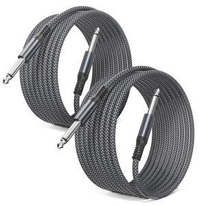 일렉베이스 1/4인치 6.35mm TS 기타 케이블 10FT 2팩, 쿼터 인치 6.3mm 악기 코드, 모노 스트레이트 1/4 남성용 전기 베이스용 오디오 와이어 라인, 앰프, 키보드, 페달