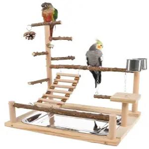 앵무새 횃대 고정형 놀이터 발톱갈이 부리갈이 대형 나무