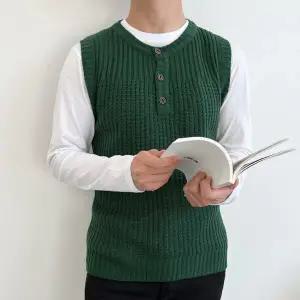 블레오 남자 헨리넥 와플 니트 조끼 DM2512161776