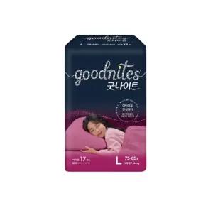 하기스 굿나이트 팬티 여아용 27kg 44kg 대형 17매 1팩
