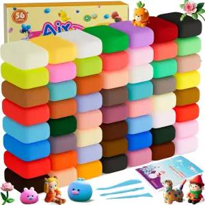 ARTPAR 에어 드라이 클레이 키트 용 매직 56가지 색상 모델링 DIY 교실 벌크 스타터 조각 부드럽고 초경량