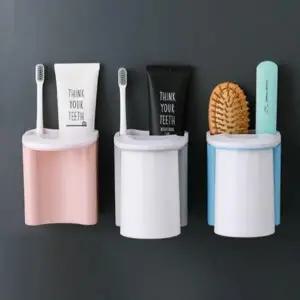 ( )칫솔꽂이 양치컵 거치대 부착식 타일 치약 걸이 자석