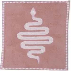 맨발의 꿈 아늑한 시크한 뱀 유모차 담요 니트 자카드 패턴 체크무늬 테두리(더스티 코랄 멀티)