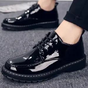 남성 겨울 기모안감 유광로퍼 애나멜 방한화 남자구두 WCFD376