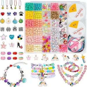 여자아이들을 위한 Accelvo 유니콘 선물 팔찌 만들기 키트 1370PCS 참 주얼리 5세 6세 7세 8세 9세 10대