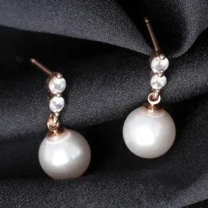 14K 골드필드 핀 큐빅 스틱 진주 혼주 결혼식 귀걸이 WFJGV12