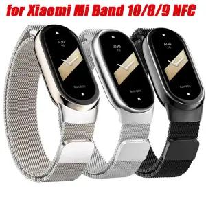Xiaomi Mi Band 10/8/9 NFC 시계 밴드 용 스트랩 밀라노 루프 smartwatch 금속 손목 밴드 Miband9 마그네틱