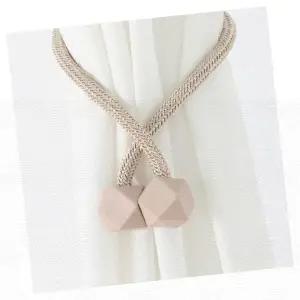 베이지 핑크 구슬 장식 자석 커튼 묶음 고정 끈 창문 가리개 인테리어 소품