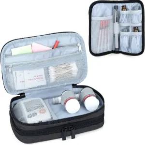 럭스자 인슐린 여행 케이스 펜 혈당 측정기 및 기타 용품용 이중층 가방(가방 전용) 블랙