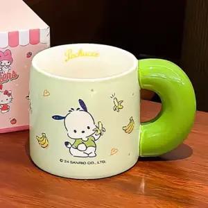 WL 산리오 포차코 도넛 손잡이 머그컵 570ml 머그 캐릭터머그 머그컵 대용량컵 세라믹컵