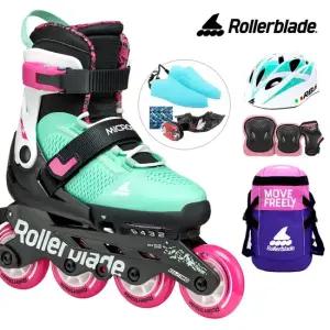 아동 인라인스케이트 마이크로블레이드 XT 씨그린+가방+보호대+헬멧 유아 어린이 인라인 신발항균건조기