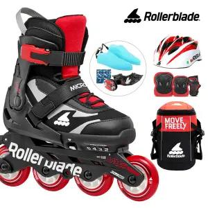 롤러블레이드 아동 인라인스케이트 마이크로블레이드 레드+가방+보호대+헬멧 유아 어린이 인라인 신발항균