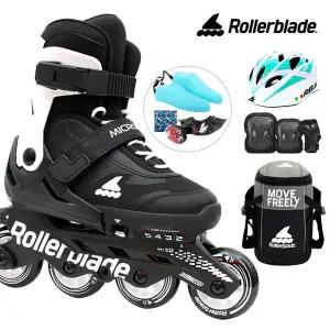 롤러블레이드 아동 인라인스케이트 마이크로블레이드 블랙+가방+보호대+헬멧 유아 어린이 인라인 신발항균