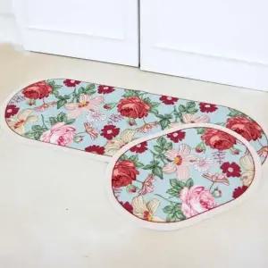 뽀송이 플라워 침실 주방욕실매트 타원 50x130cm
