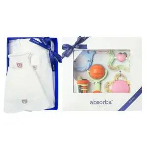 [갤러리아] (압소바출산,백일,유아내의세트)솔린코튼모달바디슈트+5종딸랑이세트(A11-10625SET)