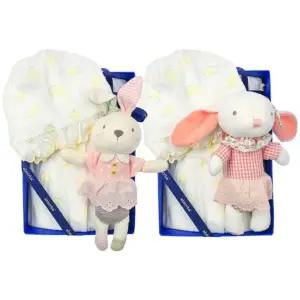 [갤러리아] (쌍둥이출산,백일세트)미모리코튼모달바디슈트노랑두벌+토끼딸랑이세트(A11-10626SET)