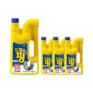 피죤 배수구 세정제 드릴펑 1L, 3개 + 드릴펑 2L, 1개
