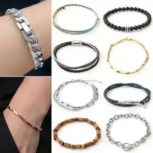 써지컬스틸 가죽 원석 끈 실 매듭 소원 팔찌 남자 여자 우정 커플 패션 체인