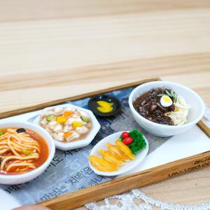 [미니어쳐 소품] 중식세트(탕수육,짜장면,짬뽕,단무지,군만두,바닥)