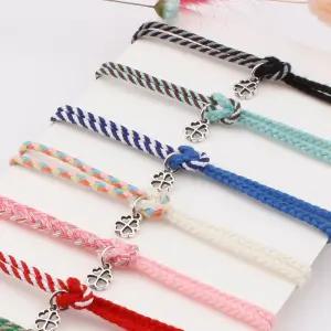 행운 네잎클로버 참팔찌 커플우정 선물 핸드메이드 실 소원팔찌