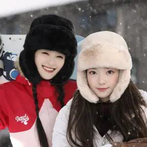 아일렌 따수운 여성 방한모자 겨울 털 군밤 귀달이모자