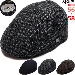 CAP191201-피에르가르댕 귀달이 울 체크 헌팅캡 베레모 골프모자 남자모자