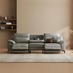 한샘 MVME 프라임 노블 홈바형 천연면피가죽 4인용 전동 리클라이너 소파