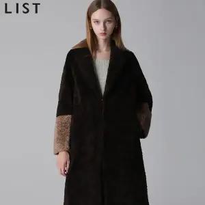 [리스트] 유니크 컬러 블록 슬리브 부클 롱코트