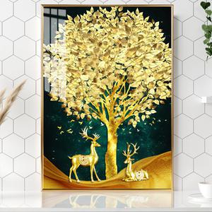 돈들어오는 그림 황금 돈나무 사슴 액자 거실 현관 풍수 인테리어 캔버스 개업 집들이 선물