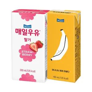 바나나는 원래 하얗다190ml 24팩+딸기우유200ml 24팩