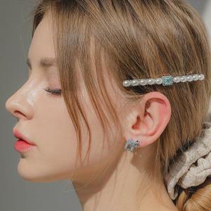 [제이로렌] 진주 토파즈 큐빅 일자 자동핀 H0807