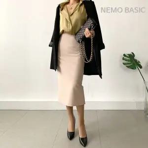 [하프클럽/네모엔룩]세련된 컬러감 테라베이직 12컬러 H라인 롱 스커트