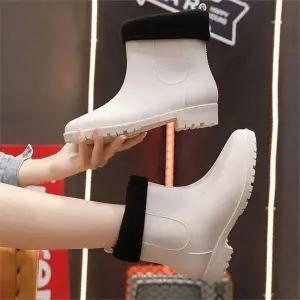 [오노마] ONM 겨울 따뜻한 패션 레인부츠 PVC 여성 아이보리색 장화 (S8532237)